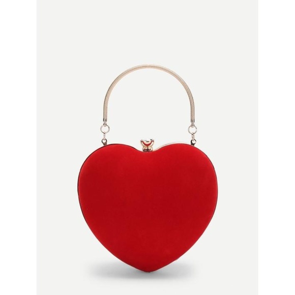 red clutch bag with chain